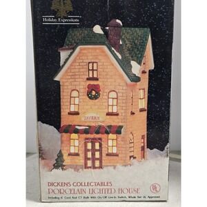 Holiday Expressions Dickens Collectables Tavern 1992 Porcelain Lighted House EUC